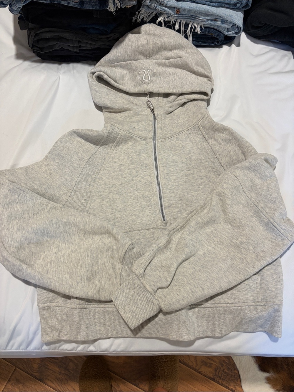 lululemon athletica Light Gray Scuba Cropped Half-Zip Hoodie